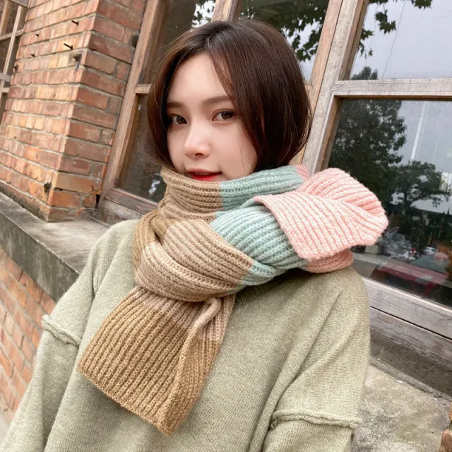 Rainbow horizontal stripes scarf Pink Coffee - Shop at LoveMi