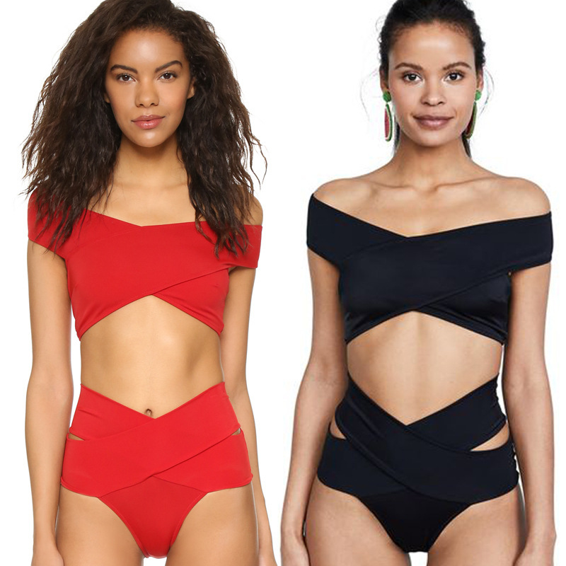 Two-Color Sexy Split Bikini Swimsuit Cross