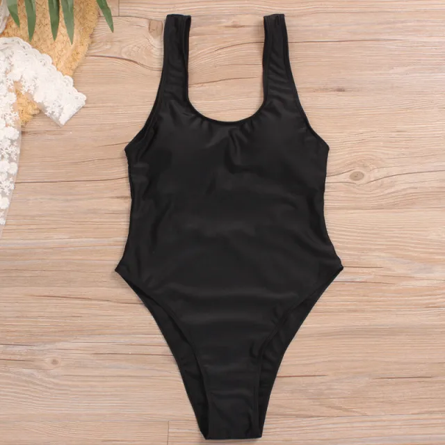 Women's one piece swimsuit solid color bikini Black - Shop at LoveMi