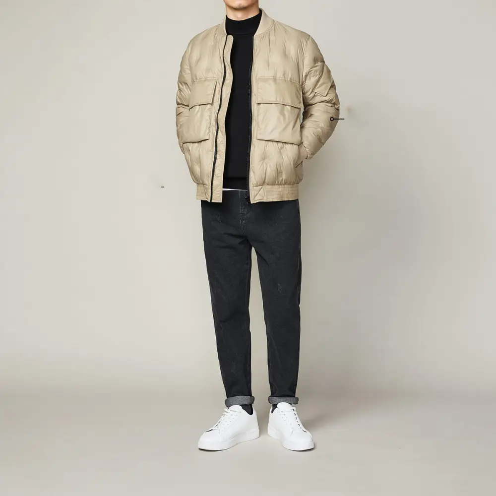 New Winter Baseball Collar Light Down Jacket Men Gray