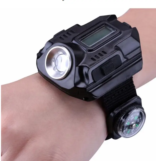 LED watch flashlight portable light USB charging
