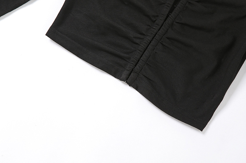 Long Sleeve Round Neck Fashion Short Cropped Solid Color Slim T-shirt