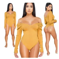 Women's Fashion Se Deep Artle Bring Long se Hole Jum - Yellow - View 1