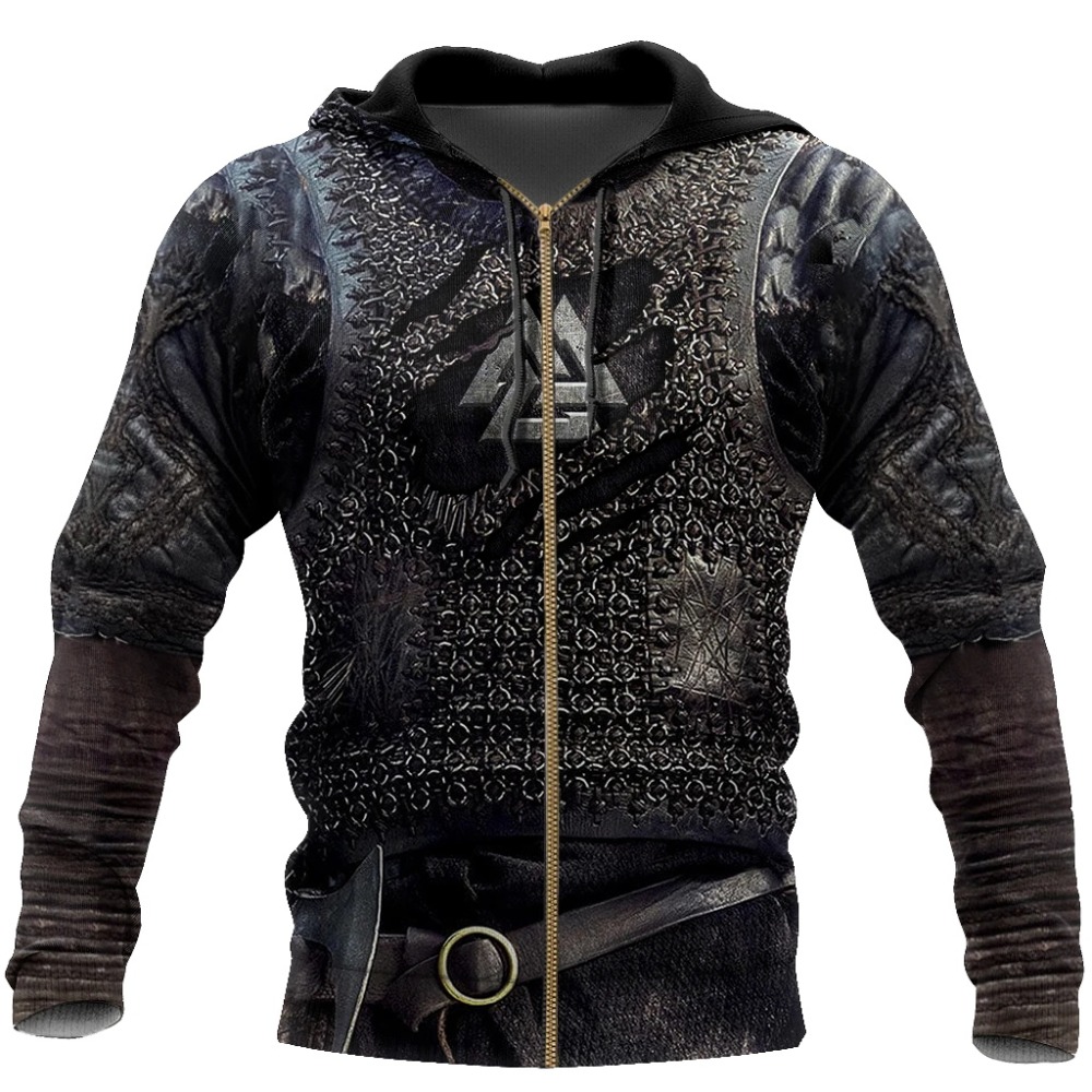Men's Armor 3D Printed Long-sleeved Hooded Sweatshirt