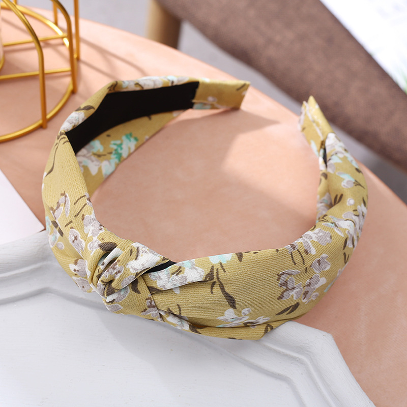 Floral Twisted Simple Fabric Hair Accessories Yellow - Shop at LoveMi