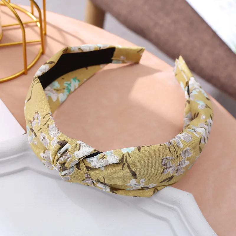 Floral Twisted Simple Fabric Hair Accessories - Yellow
