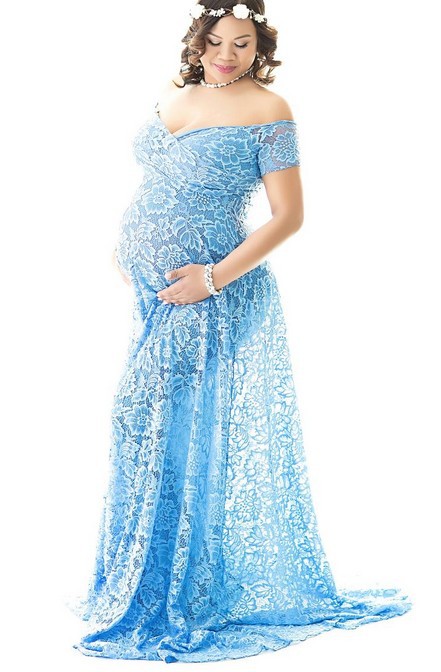 Maternity long tail short-sleeved dress