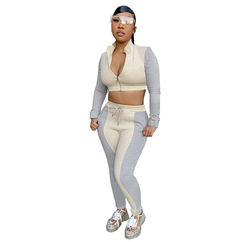 Women's color matching casual suit