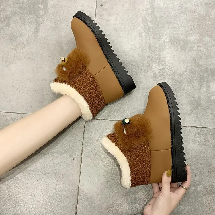 Platform ankle boots women's shoes - Brown