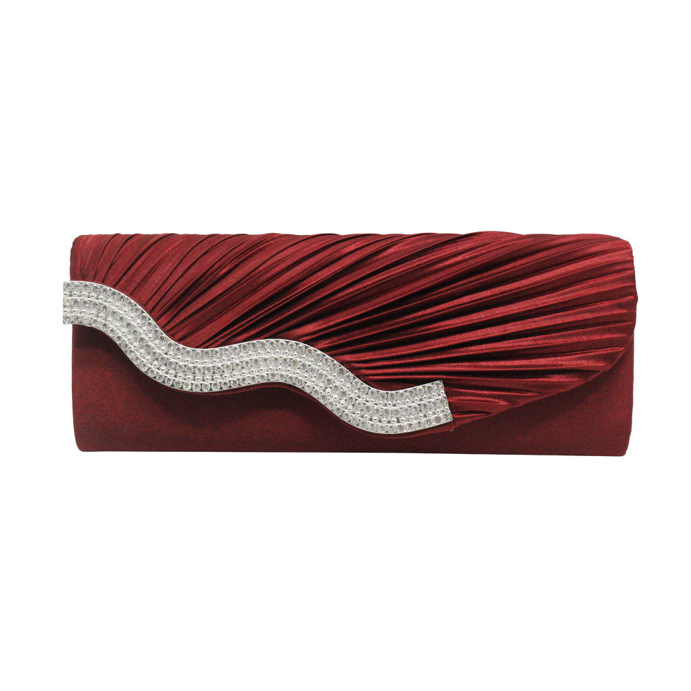 Rhinestone pleated clutch Red - Shop at LoveMi