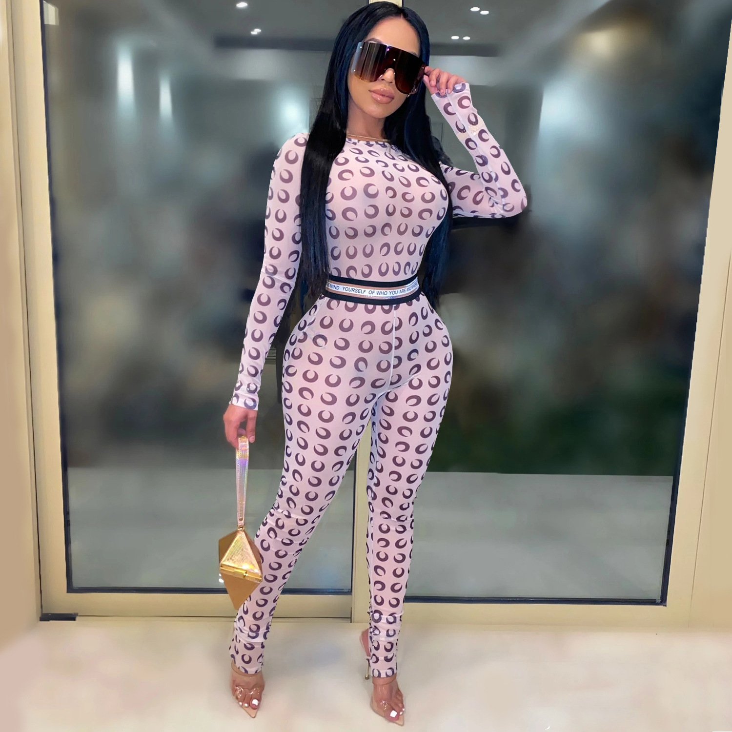 Net gauze Leggings in nightclub