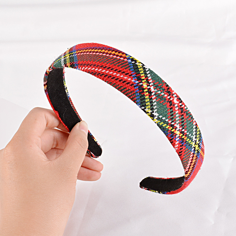 Floral Fine Hair Band Set Fabric Printing Headband Red Plaid - Shop at LoveMi