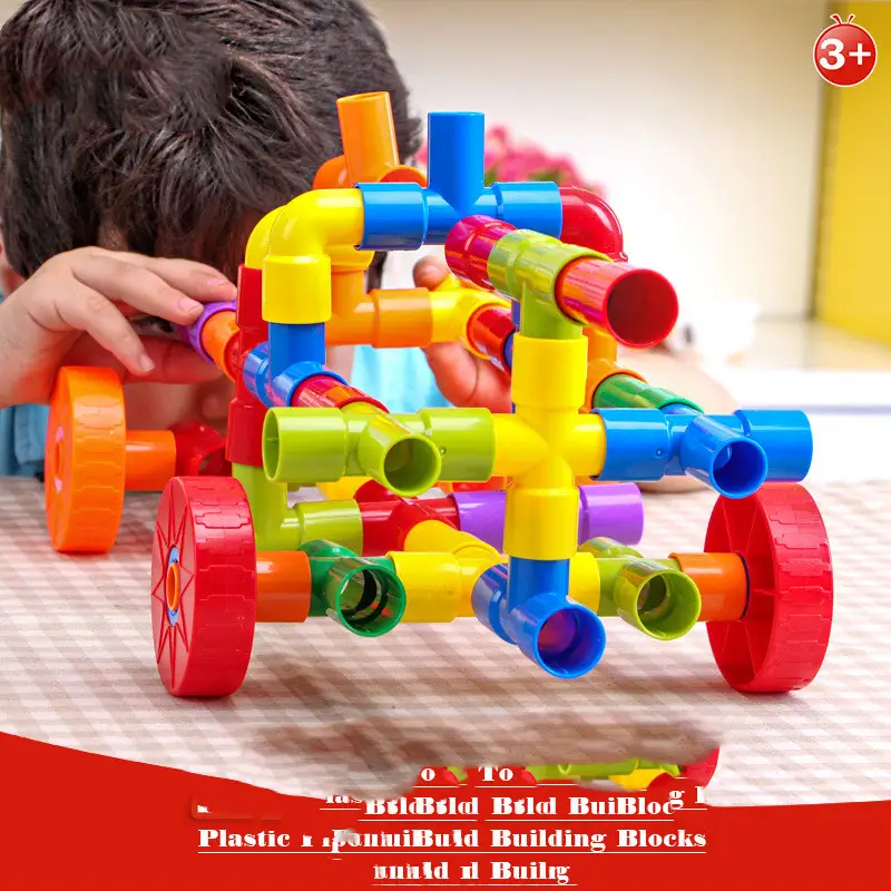 Children's assembly of pipe blocks