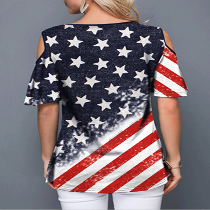 Loose cut off shoulder T-shirt