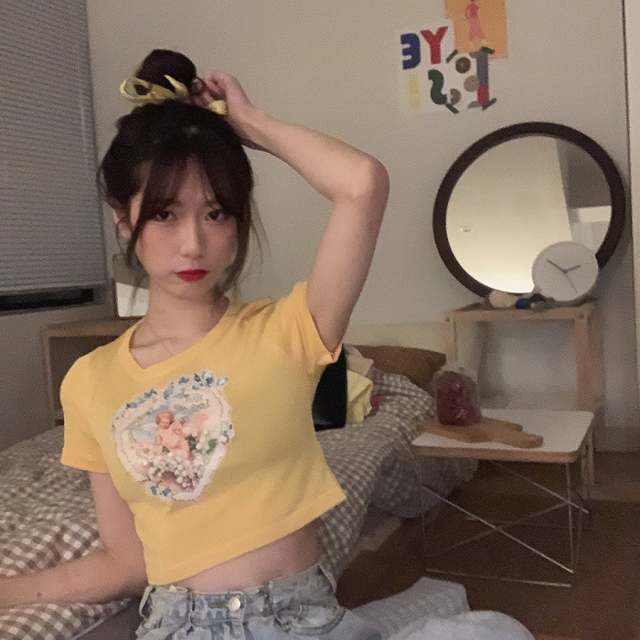 Angel print short sleeve