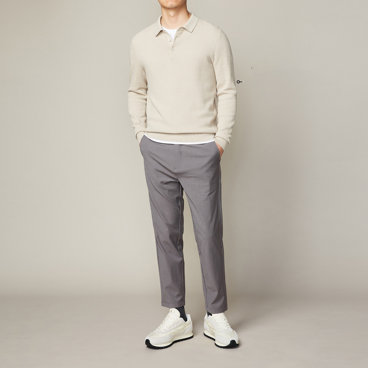 New Men's Knitwear Solid Color Lapel Men's POLO Shirt