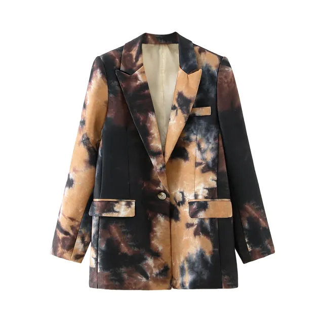Vintage ink graffiti one button suit jacket Photo Color - Shop at LoveMi