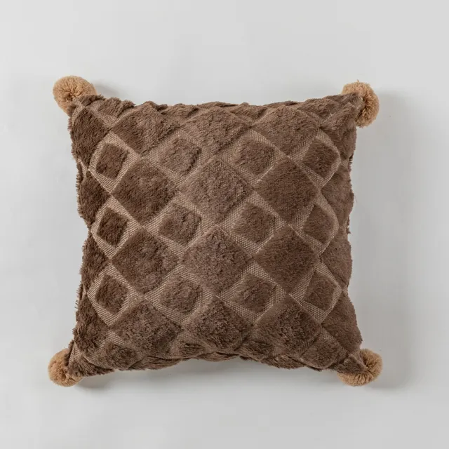 Solid color plush ball sofa cushion Khaki - Shop at LoveMi