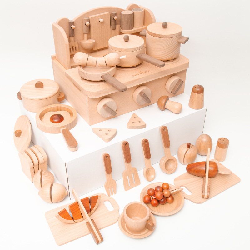 Set de cuisine jouet en bois pour enfants — 15 accessoires dinette 2