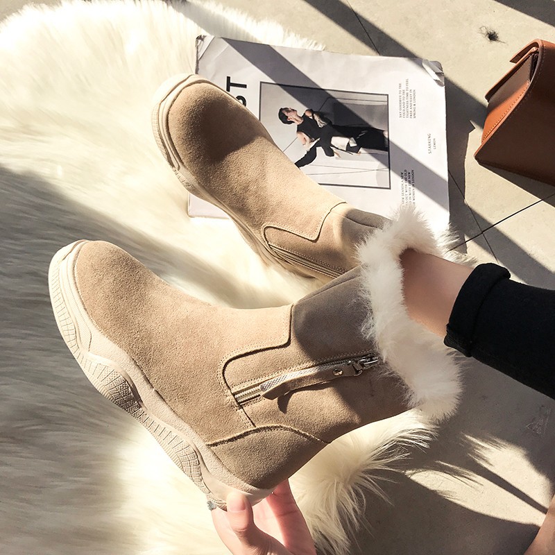 Plus velvet casual black warm cotton shoes Martin boots