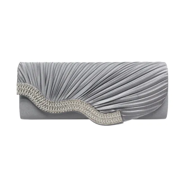 Rhinestone pleated clutch Grey - Shop at LoveMi