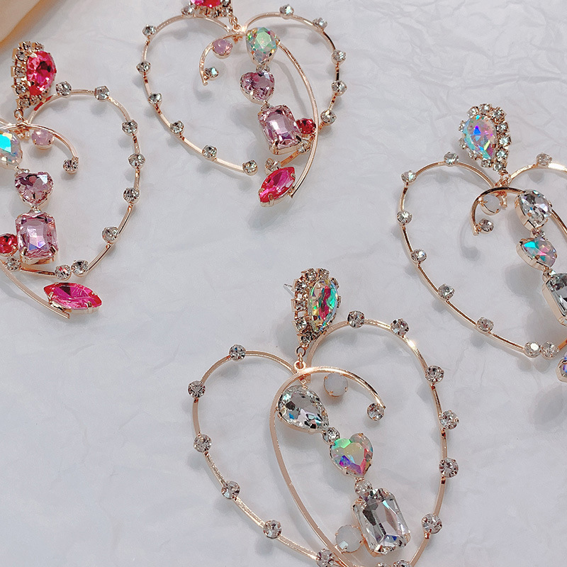 Exaggerated colorful half-hearted heart earrings