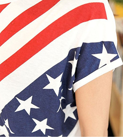 Flag print crew neck T-shirt