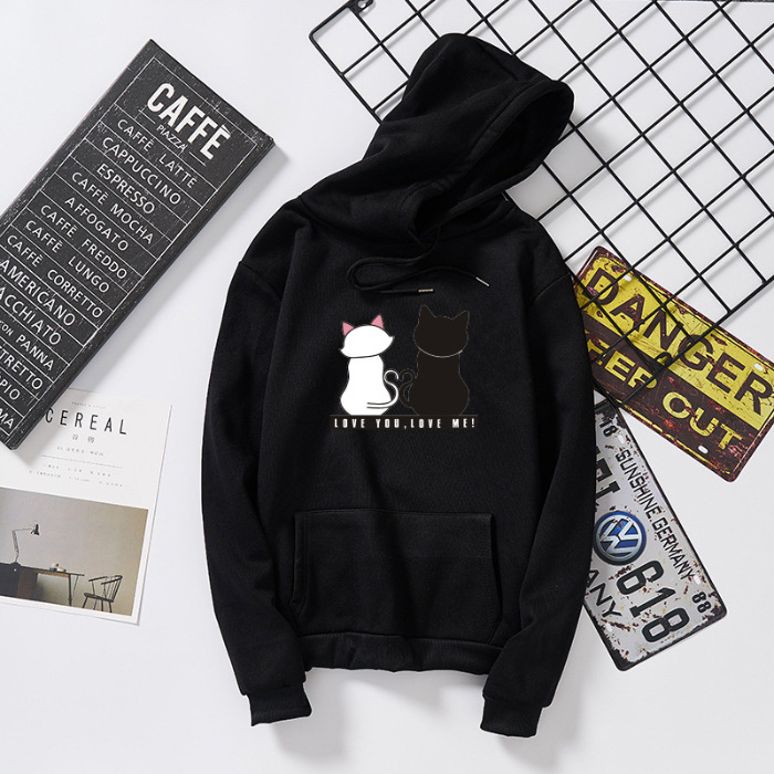 Couple plus fleece hooded sweater Korean student jacket