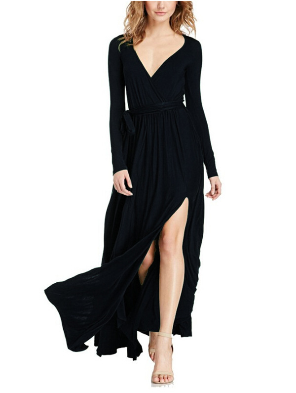 Explosion V-neck long sleeve dress