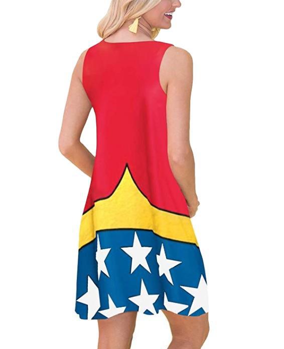 Sleeveless flag print dress