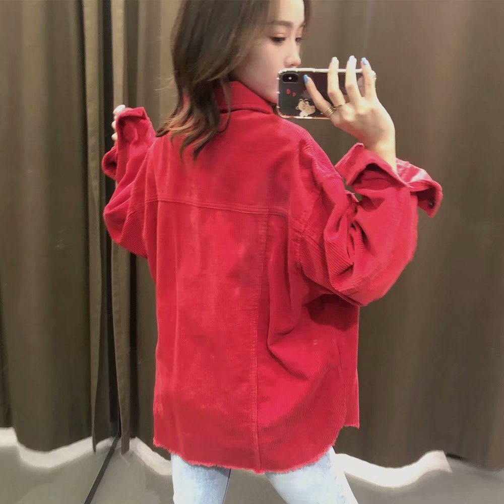 Women's casual corduroy shirt jacket