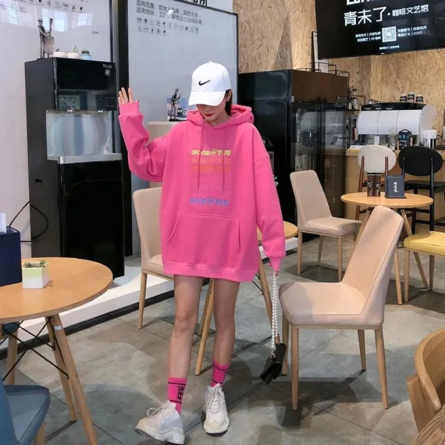 Loose oversized Hoodie Pink - Shop at LoveMi