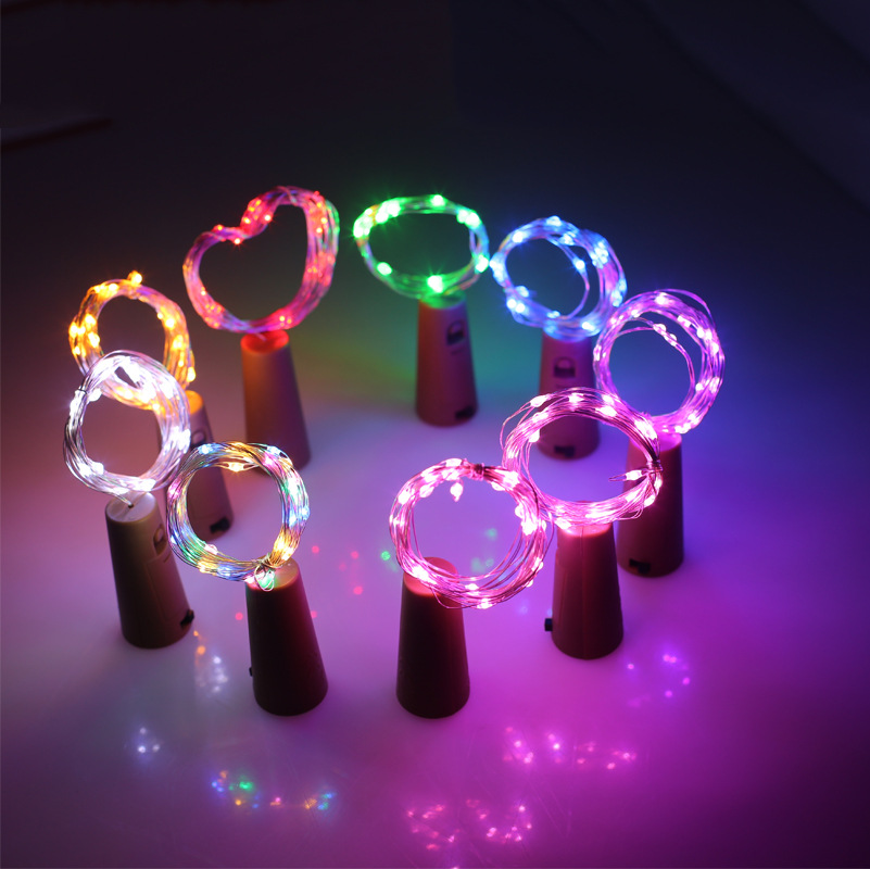 Red wine cork string 2 meters 20 colorful lights