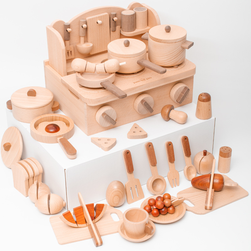Set de cuisine jouet en bois pour enfants — 15 accessoires dinette 3