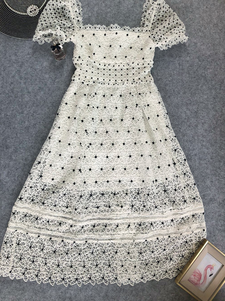 Water-soluble lace polka dot dress