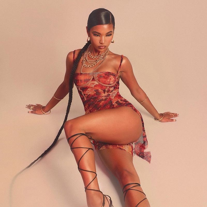 One-shoulder fashion sexy bag hip slim printed dress women