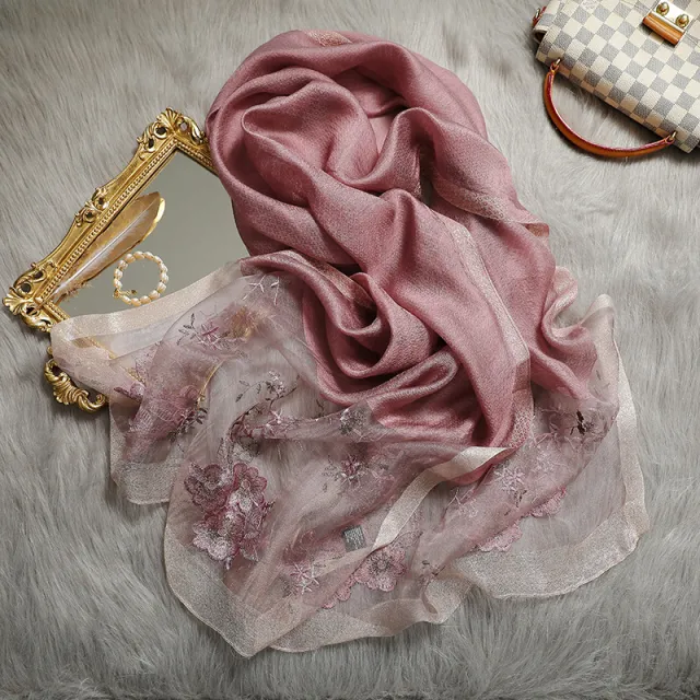 Silk embroidered scarf Purple - Shop at LoveMi