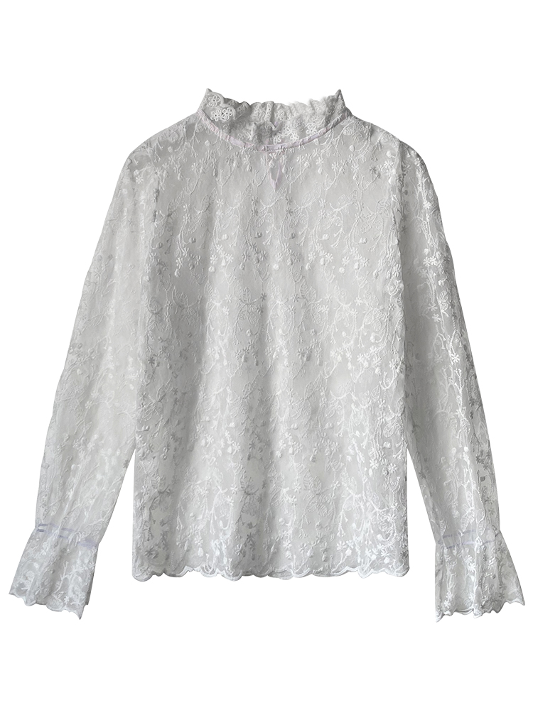 Jacquard turtleneck mesh bottoming shirt