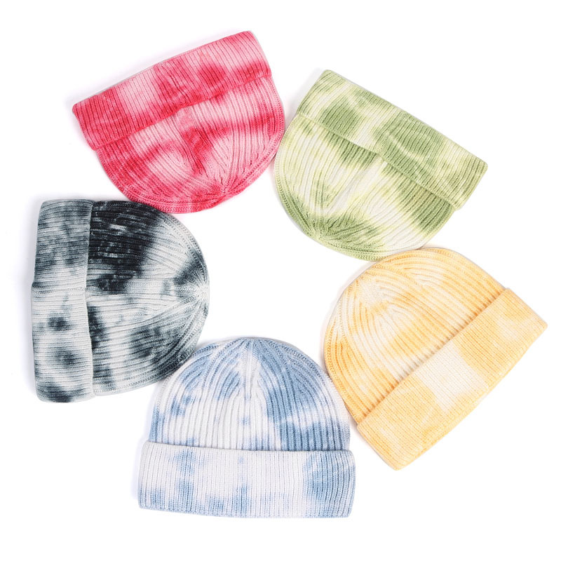 Tie-dye printed knitted hat