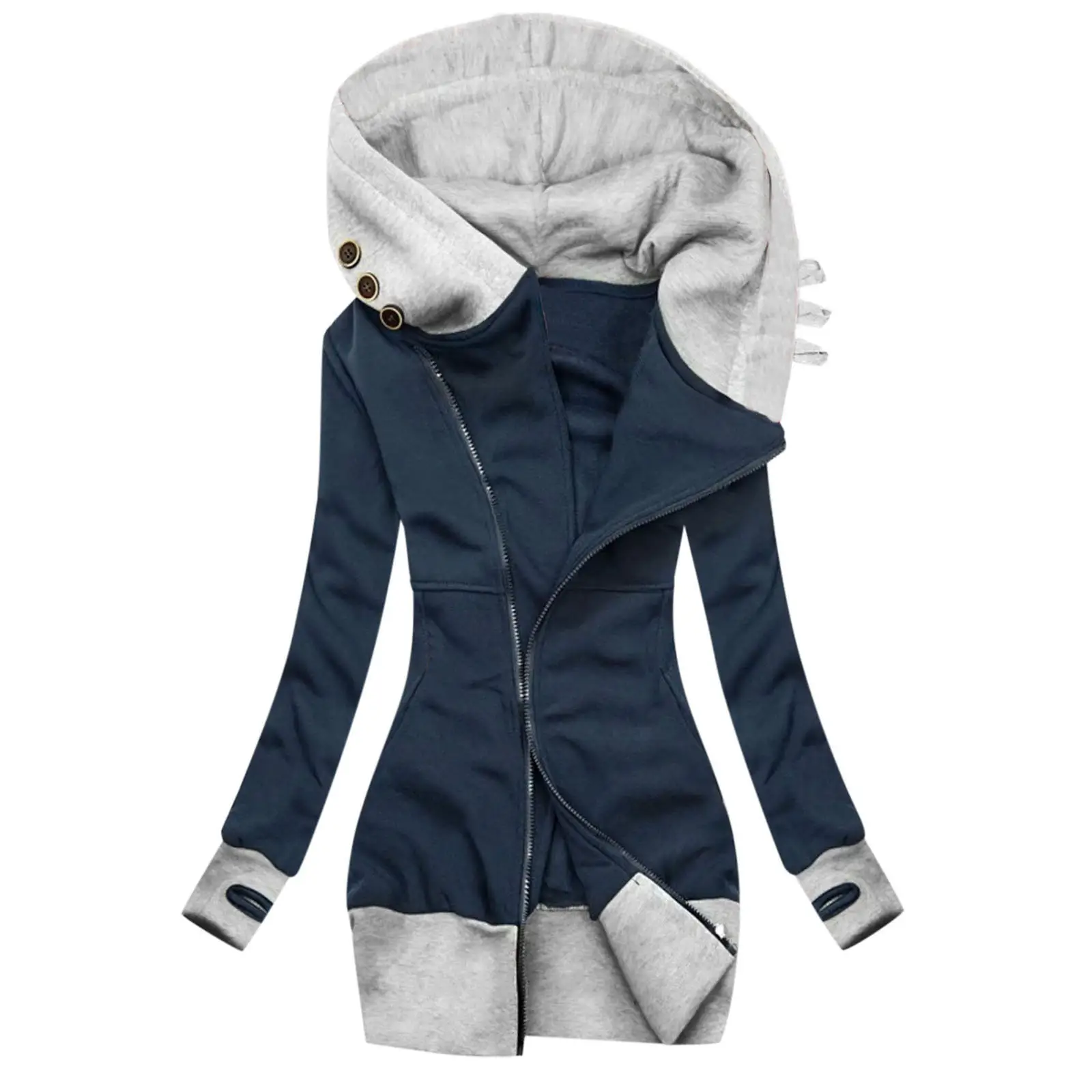 Hooded Long Sleeve Pocket Zip Sweatshirt