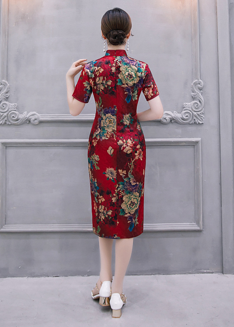 Mid-Length Improved Cheongsam Single Layer Cheongsam Dress