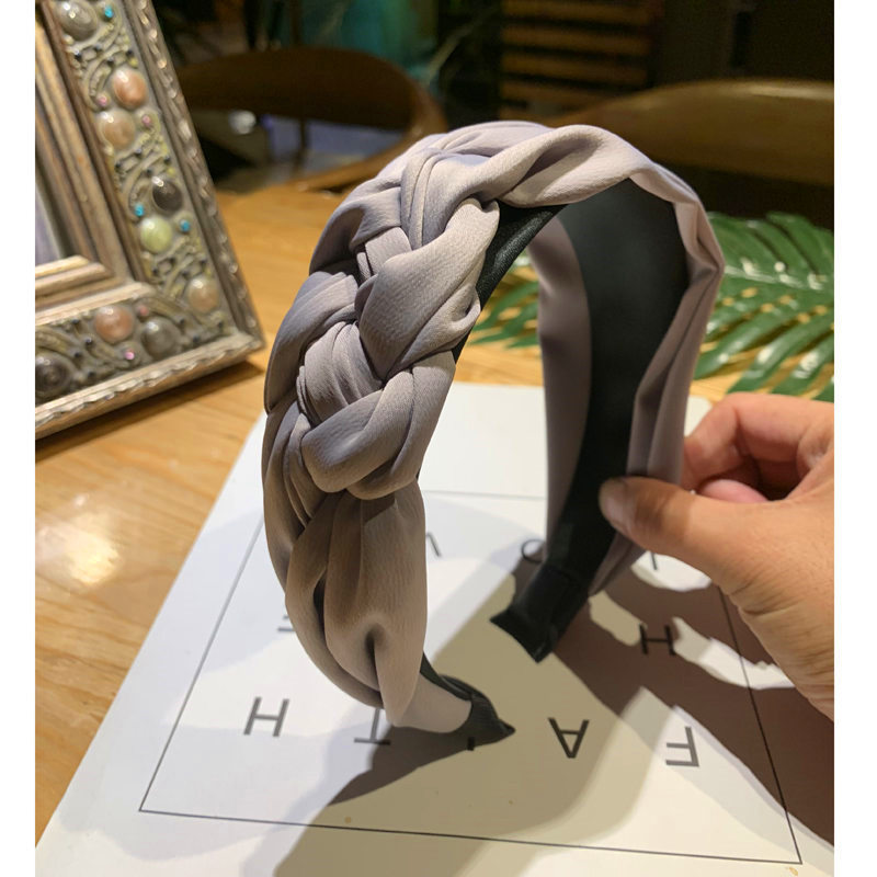 Korean Version of Solid Color Braided Wide-brimmed Fabric Headband