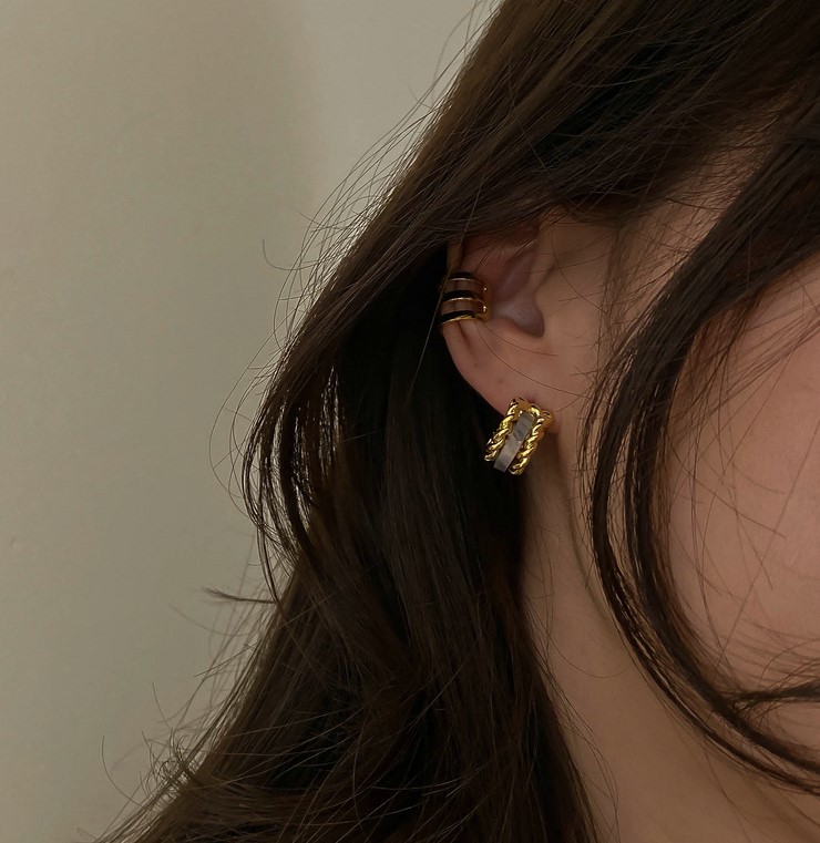 Twisted metal shell earrings color earrings