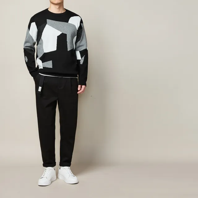New Autumn And Winter Round Neck Pullover Jacquard Men's Sweater Black - Shop at LoveMi