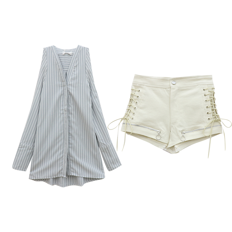 Long-sleeved Striped Shirt Thin Off-shoulder Top