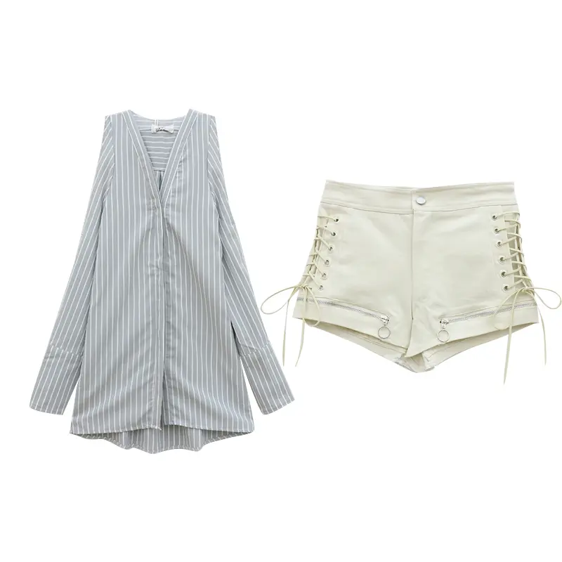 Long-sleeved Striped Shirt Thin Off-shoulder Top