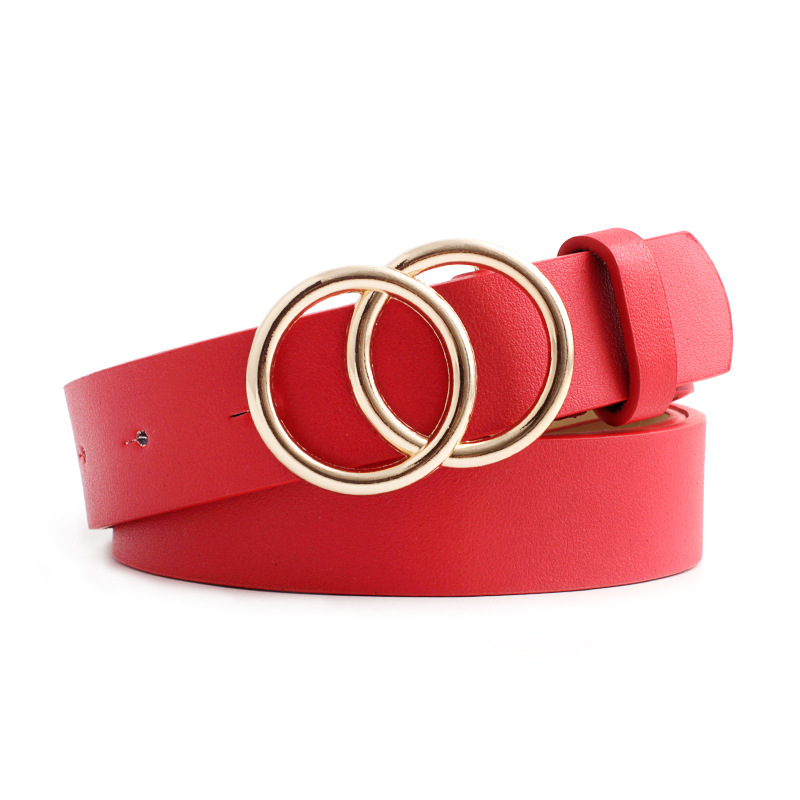 Ladies double round buckle vintage decorative belt