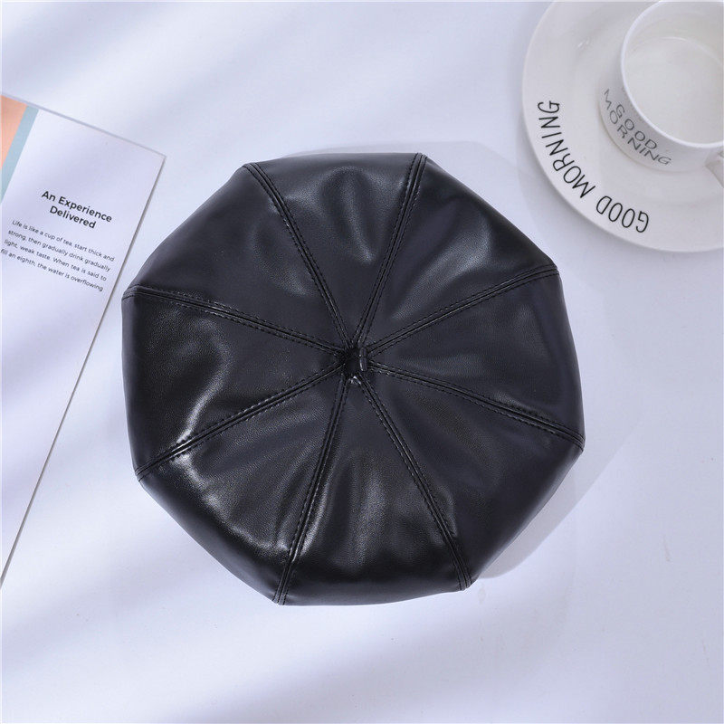 Pure color beret British retro octagonal hat