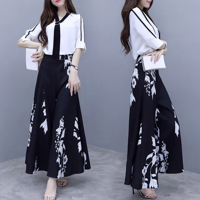 High waist long hakama fashionable suit women Photo Color - Shop at LoveMi
