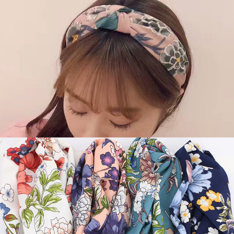 Cross Elastic Wash Hair Band Print Knotted Hair Band